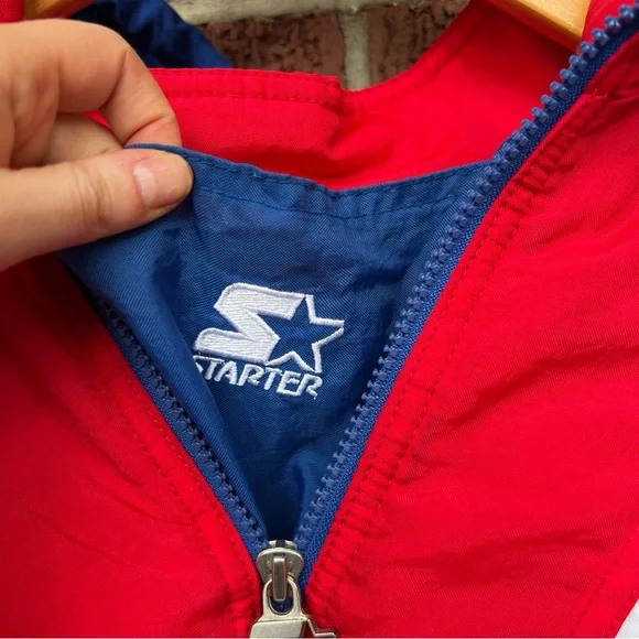 NFL Pro Line Starter Red White and Blue New York Giants Vintage 1/4 Zip Jacket - Picture 3 of 5